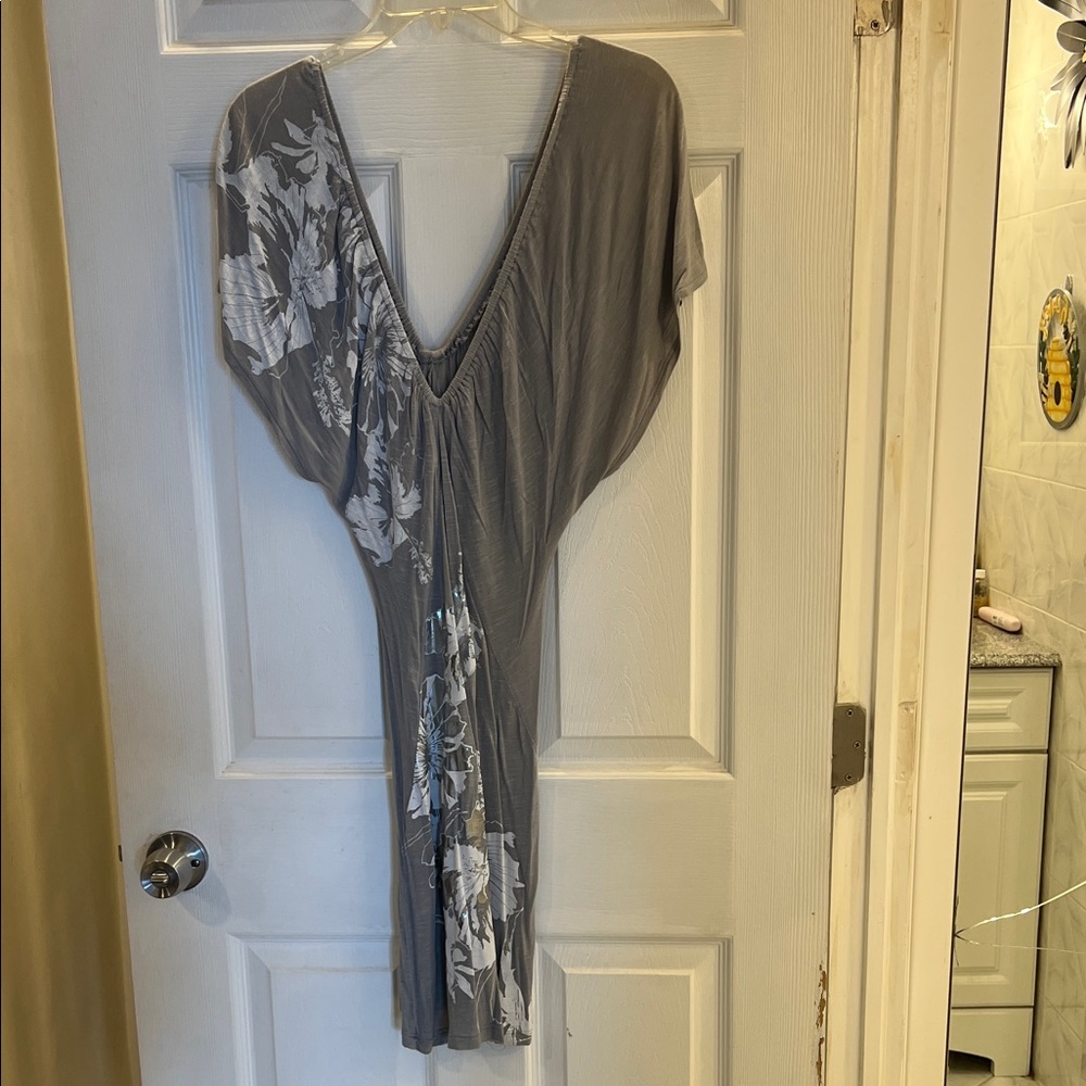 Gray Floral V-Neck Dress or Coverup